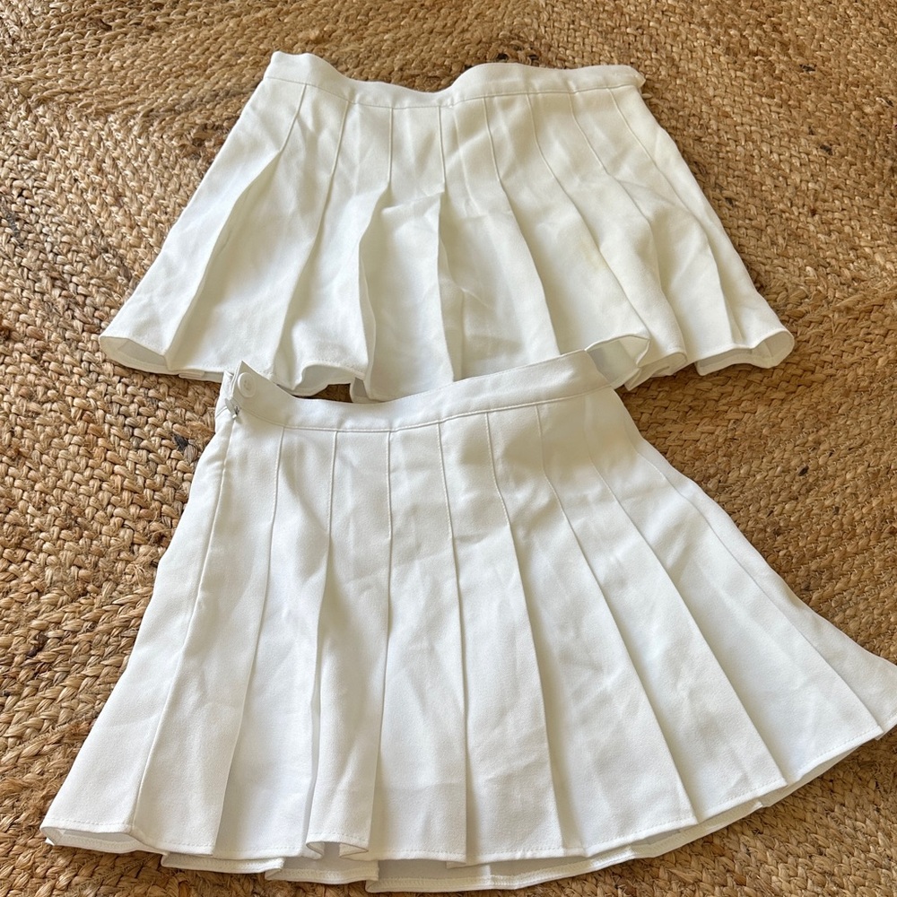 Girls Tennis Skirts Pair - never worn - Elegant White Pleated Skirt